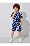 Boys' Patterned Linen Woven Fabric Stylish Shirt Shorts Lower and Upper Set 4-12 Years - 5