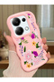 Poco M6 Pro 4g Compatible Case Camera Protector Pink Silicone Couple Phone Case Floral Pattern