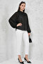 Women's Bat Sleeve Oversize Viscose Black Shirt - 2