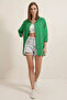 Women's Oversize Cut Basic Cotton Green Shirt - 4