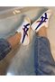 Daily Comfortable Lace-Up Unisex Sports Shoes White Blue Red Sneaker Comfortable Walking Shoes - 2