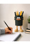 Cute and Funny Desktop Pen Holder with Metal Body - Black - 2
