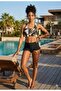 طقم بيكيني بادي عالي الخصر منقوش مع حشوة داخلية وجزء سفلي مكشكش - 2