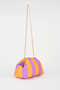 Women's River Lilac-Yellow Striped Lined Bag with Removable Chain Strap Hand and Shoulder Bag - 2