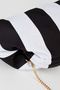 Women's Nehir Black-White Striped Lined Handbag and Shoulder Bag with Detachable Chain Strap - 4