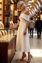 Women's Carmen Collar Sleeveless Midi A-Line Woven Evening Dress with Open Waist Skirt Elegant Casual Comfortable