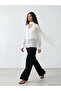 Ecru Shawl Collar Women's Shirt with Floral Appliqué - 3