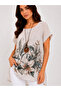 Women's Multi-Colored Patterned Italian Style Collared Blouse with Pendant - 2