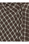 Brown Gathered Plaid Skirt - 3