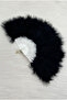 Large Size Black Feathered Bridal Fan, Wedding Henna Bridesmaid Bride Circumcision Gift, 1 Piece 30X50Cm - 2