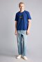 100% Cotton Regular Fit Crew Neck Printed Short Sleeve Sax Blue T-Shirt I2347Ax26Sm - 2