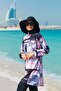طقم ملابس سباحة إسلامية كاملة التغطية بنمط سلسلة باللونين الأسود والوردي مكون من 4 قطع M2315-1 - 4