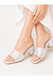 Women's Leaf Patterned Square Toe Block Heeled Slippers - 2