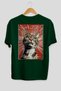 For the Love of Cats 60 Cats Printed Green Oversize T-Shirt 100% Cotton Unisex Cat Lover Premium Design