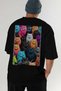 For the Love of Cats 34 Cats Printed Black Oversize T-Shirt 100% Cotton Unisex Cat Lover Premium Design - 7