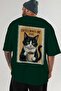 100 Cats for Cat Lovers Printed Green Oversize T-Shirt 100% Cotton Unisex Cat Lover Premium Design - 5