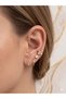 26Clk17 Gold Steel Earring Set with Stone Flower Detail
