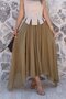 Khaki Elastic Waist Asymmetrical Skirt