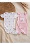 Baby Girl 3-Piece Pink Color Hearted Romper Set 100% Cotton Snap-On Bodysuit and Socks Included Newborn Baby Romper - 3