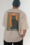 For the Love of Cats 95 Cat Printed Beige Oversize T-Shirt 100% Cotton Unisex Cat Lover Premium Design - 6