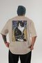 For the Love of Cats 94 Cat Printed Beige Oversize T-Shirt 100% Cotton Unisex Cat Lover Premium Design - 2