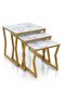 Coffee table set Nesting Coffee Table Set of 3 Pices, Round Coffee, Glass Top, Gold Metal Frame End Table Desk for Living Room, Balcony, Office, Sofa Side( black+gold) - 2