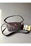 Women's Silvery Anthracite Star Embossed Mini Shoulder Bag - Stylish Baguette Bag for Daily Use