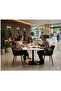 Square ceramic Dining Table Set80cm*80cm75cmBlack with 2 Upholstered Marcela Chairs - Brown - 5