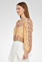 Women Square Neck Long Sleeve Floral Print Top, Multicolor - 3