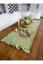 İnci Vintage Single Layer Ruffled Pistachio Green Runner - 2