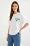 Women's Basic Printed White T-Shirt - 2