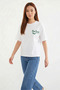 Women's Basic Printed White T-Shirt - 3