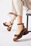 Nemsal Single Strap Buckle Women's Heeled Sandals Brown Skin - 3