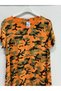 Orange Italian Camouflage Pattern Short Sleeve Midi Length Viscose Dress Size 40 - 44 - 2