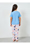 Girls Blue Sea Print Short Sleeve T-Shirt and Pyjama Set - 6