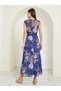 Blue Tie-Dye Print A-Line Maxi Dress - 5