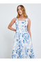 Blue Floral Square Neck Cami Midi Dress - 2