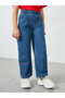 Girls Blue Embroidered Cherry Wide Leg Jeans