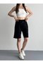 Women's 80% Cotton Bermuda Shorts with Pockets - High Waist Lace-Up Loose Comfortable Cut Knee-Length Shorts - 3