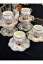 6-Piece Daisy Pattern Golded Colorful Coffee Cup Set 90 ml - 6