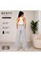 Triple Women's Black Gray Navy Blue Wide Leg Sweatpants - 4