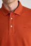 Slim Fit Orange Pique Textured T-Shirt - 2