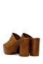 Women's Tan Platform High Thick Heeled Suede Leather Slippers 26Pfd151310 - 7
