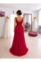 Red Chiffon Evening Dress - 2