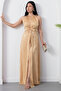 Halter Neck Front Tie Satin Dress K-251656 - 3