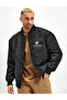 Unisex Long Sleeve Printed Bomber Jacket - Black