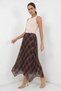 Women's Asymmetrical Cut Pleated Chiffon Brown Skirt - 2