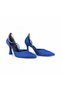 Women's Pointed Toe Ankle Strap Thin Heeled Evening Dress Shoes Blue - 3