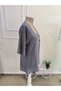 Women's Short Sleeve V-Neck Buttoned Blouse - 5