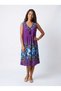 Women's Midi Dress V-Neck Tasseled Viscose Floral Patterned Summer Purple